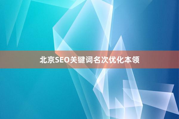 北京SEO关键词名次优化本领