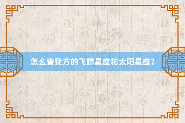 怎么查我方的飞腾星座和太阳星座?